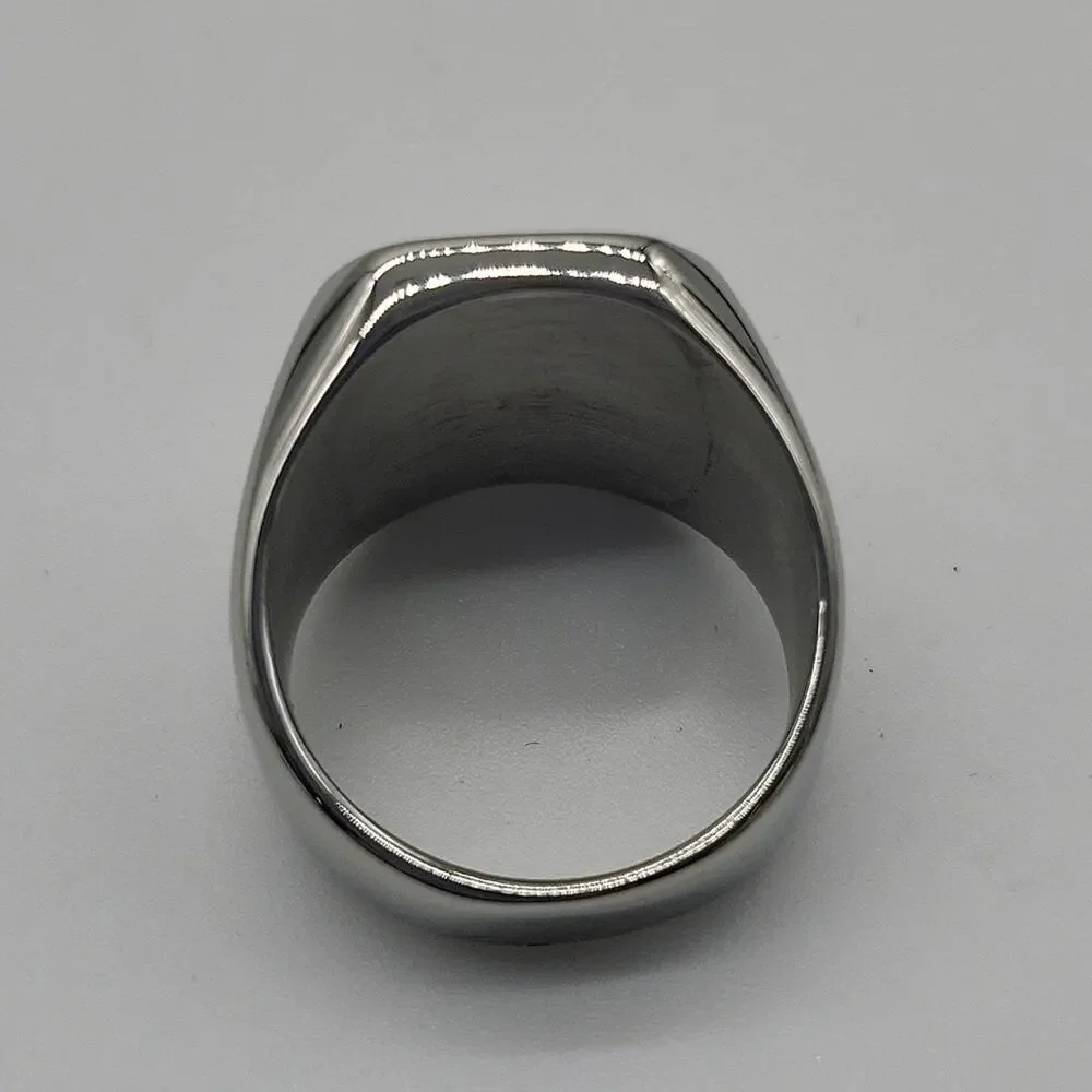 Men’s Stainless Steel Initial B Signet Ring Size 9 Engraved Handmade NWT